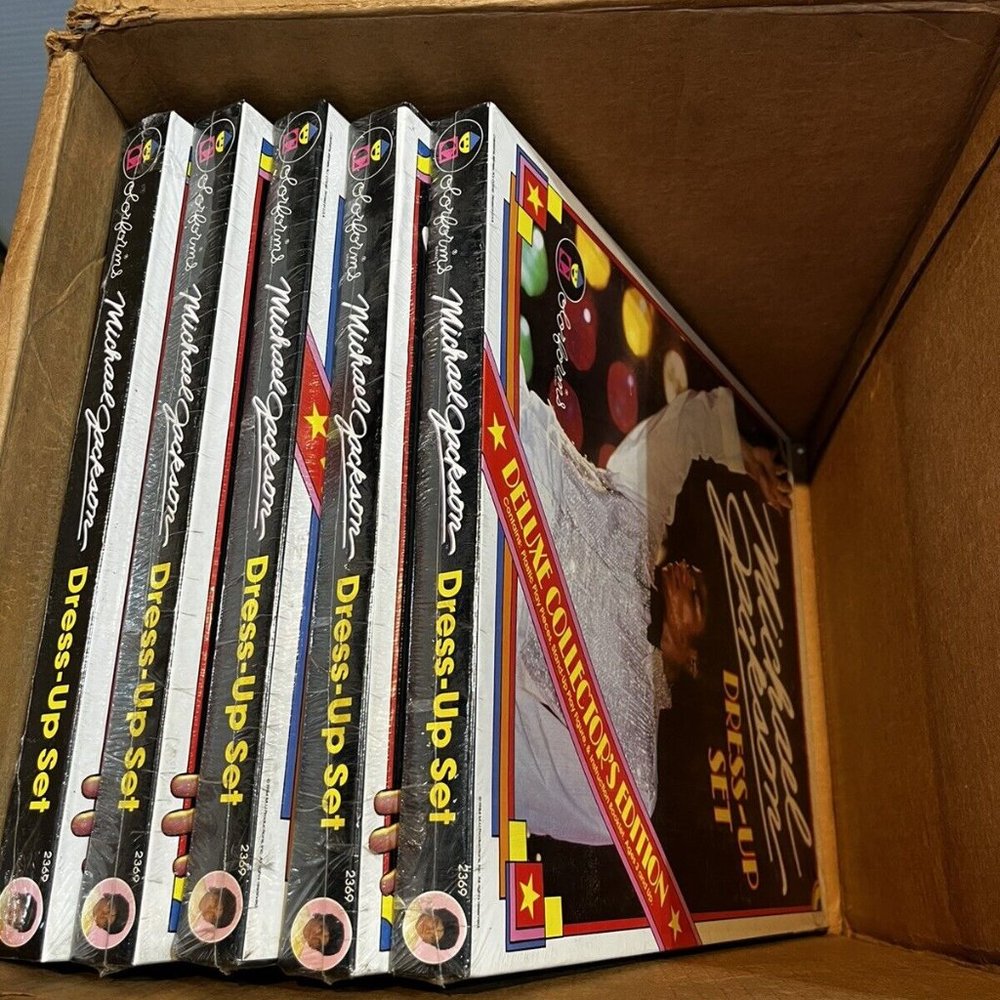 5 Old 1984 Michael Jackson Colorforms Deluxe Dress Up Sets W/ Shipper Box Case!!